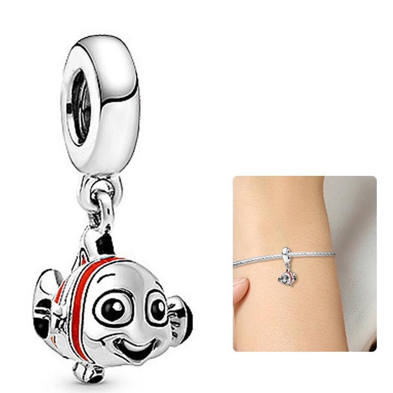 Annier Women's Copper Original Charms Beads Fit Pendant Charm Bracelet Clownfish/Amphiprion Dangle For Diy Fine Jewelry Making