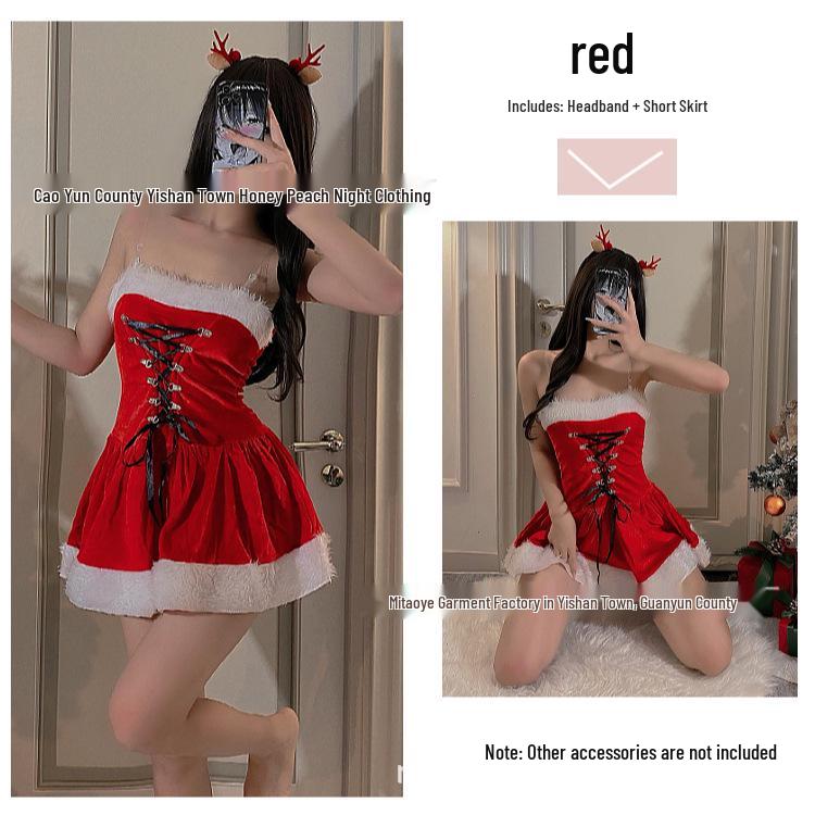 Christmas Reindeer Cosplay Red Sling Dress - Cute & Sexy Holiday Costume