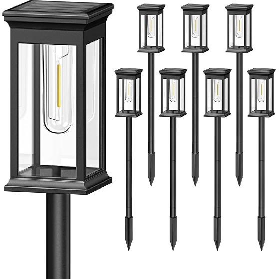 KOOPER Solar Pathway Lights Outdoor 8 Pack, 2X Bigger Solar Outdoor Lights, Bright Solar Garden Lights Waterproof, Auto On/Off Outdoor Solar Lights 8 Pack