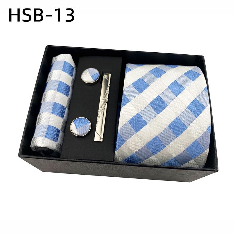 Men's Black Business Tie Gift Set: Striped & Plain Ties, Pocket Square, Tie Clip