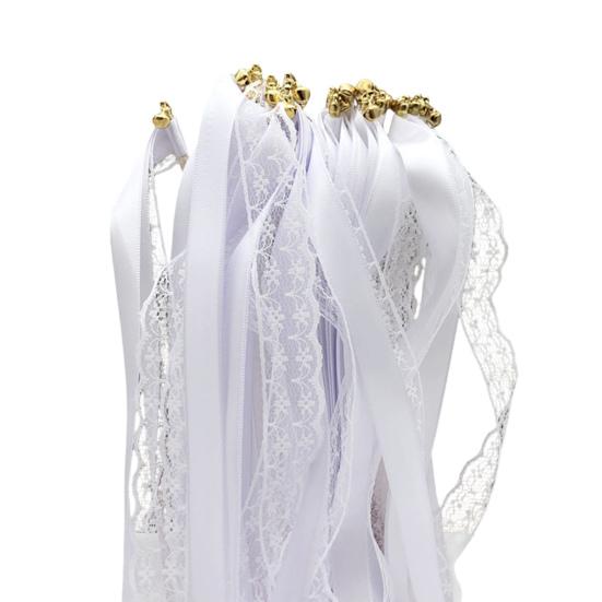 

2 шт. Чарівні палички з стрічками, дзвіночками та мереживним дизайном зі стрічок, сувеніри для вечірок, палички для весіль, днів народження, декоративна шовкова паличка, легка, магічна