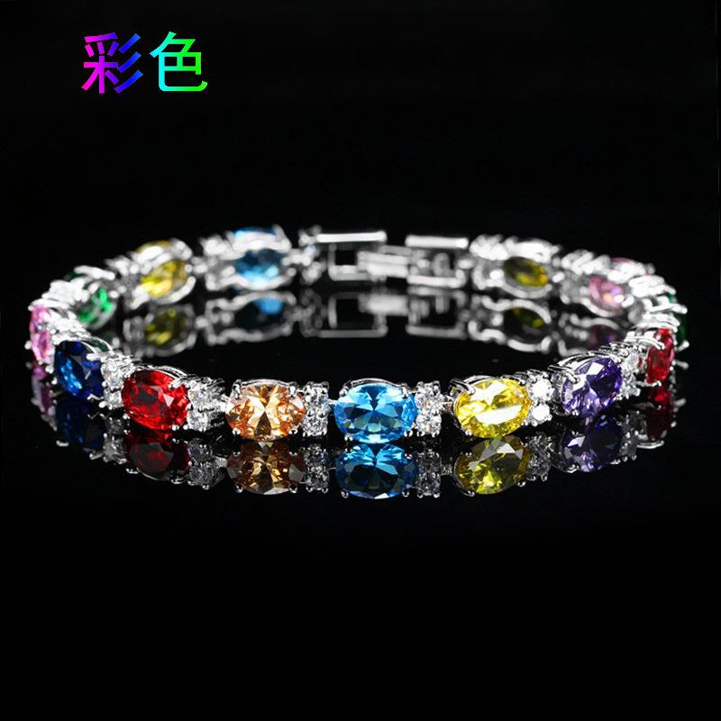 Multi-Colored, Summer Accessories Simple Crystal Colored Zircon Bracelet Does Not Fade Women'S Jewelry Colored Treasure Bracelet
