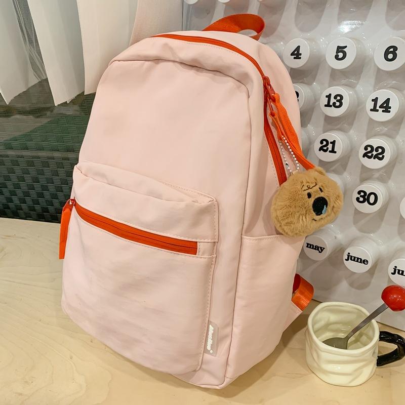Школьная сумка женская большая вместимость ins студенческий рюкзак легкий простой универсальный студенческий рюкзак для колледжа сумка для путешествий мужской трансграничный розовый