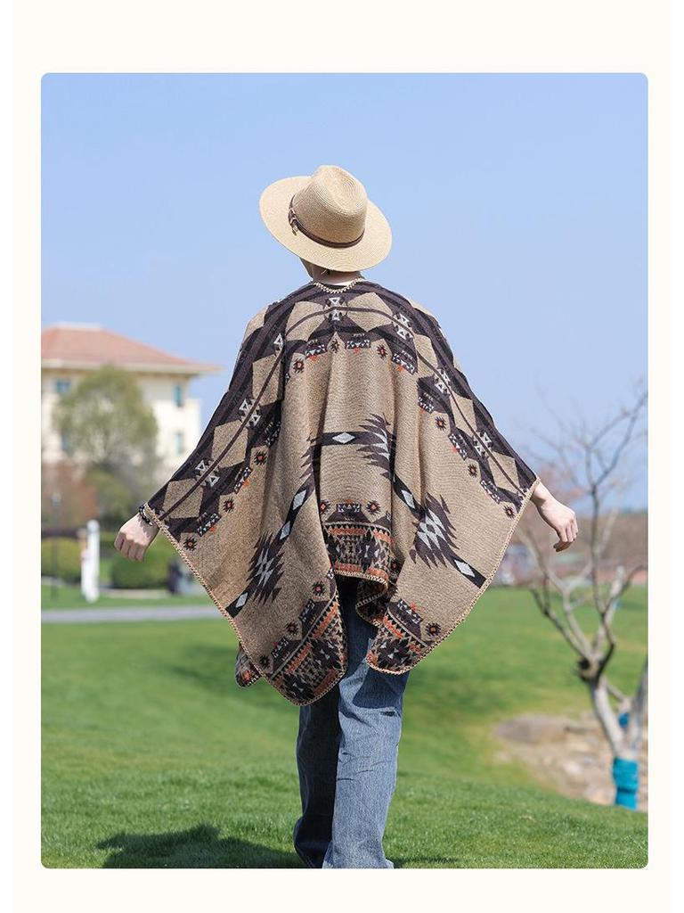 Men's & Women's Hooded Shawl Cape Cloak - Spring/Summer Scarf, Yunnan Xinjiang Tibet Style