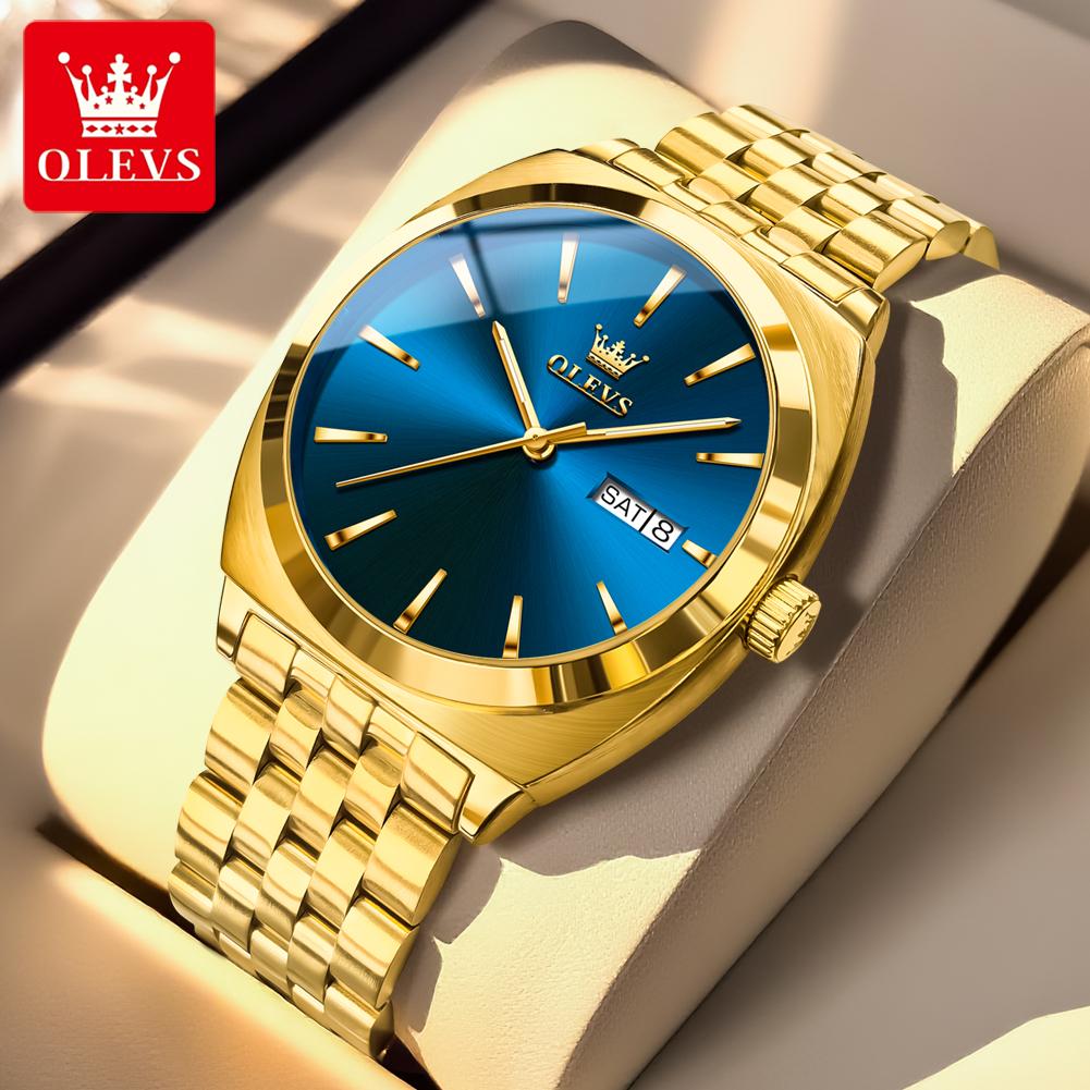 OLEVS 6730 High Quality Gents Mechanical Watch New Design Stainless Steel Band Luminous Calendar Hollow Out Business Wrist Watch