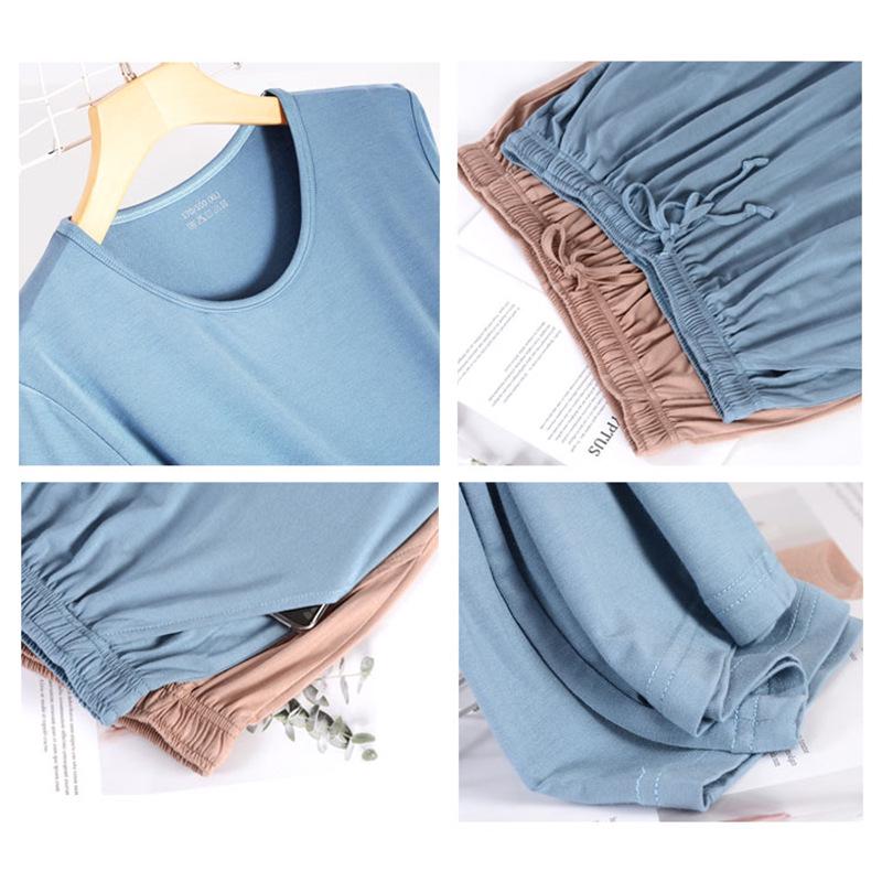 Women's Summer Modal Short Sleeve & Shorts Ice Silk Pajama Set - Breathable Casual Wear