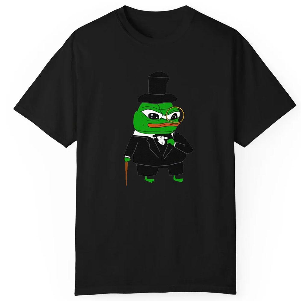 Rich Robber Baron Pepe The Frog Fren Meme Funny Internet Culture Capitalist Humor Fancy Frog Graphic Tees Unisex Cotton Shirt