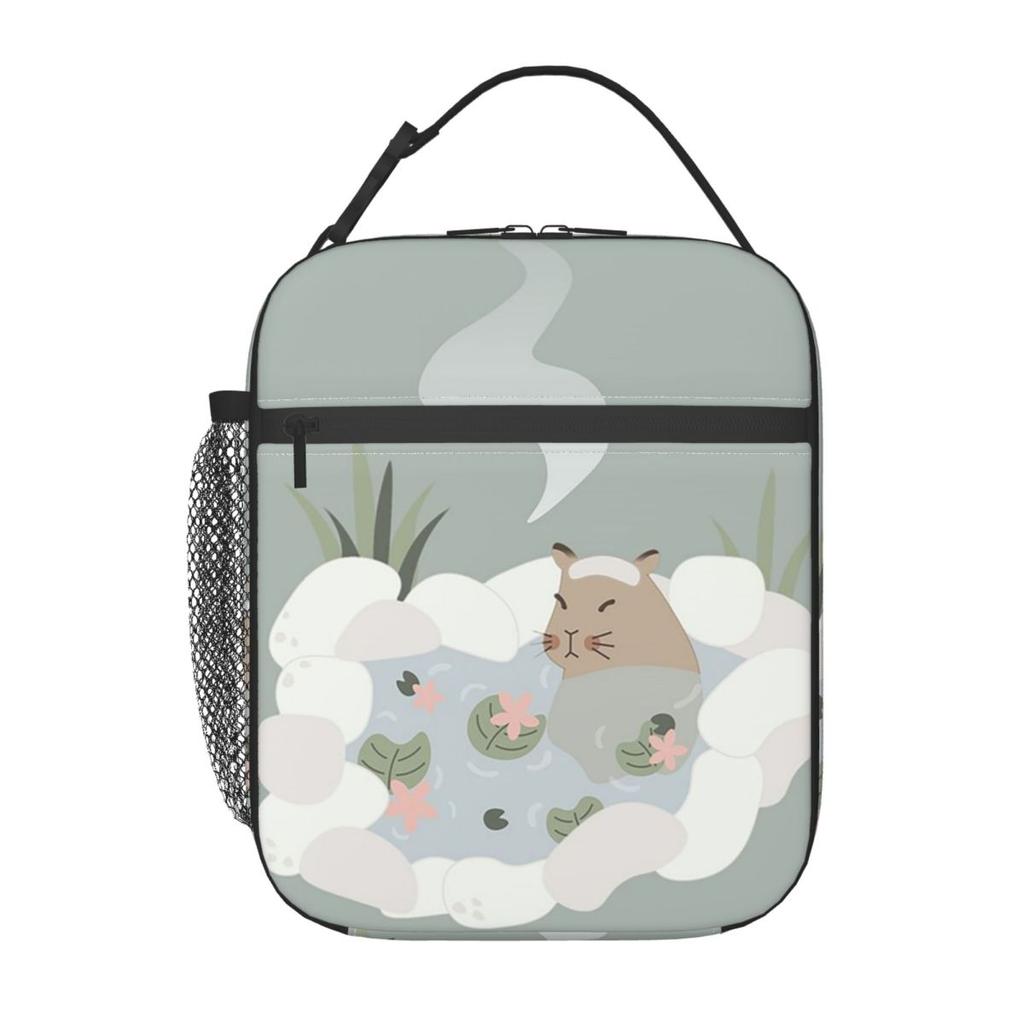 Bath Water Capybara Hot Spring Bubble Insulated Lunch Bag for Kids Cooler Thermal Food Box Tote Portable Lunch Boxes Container
