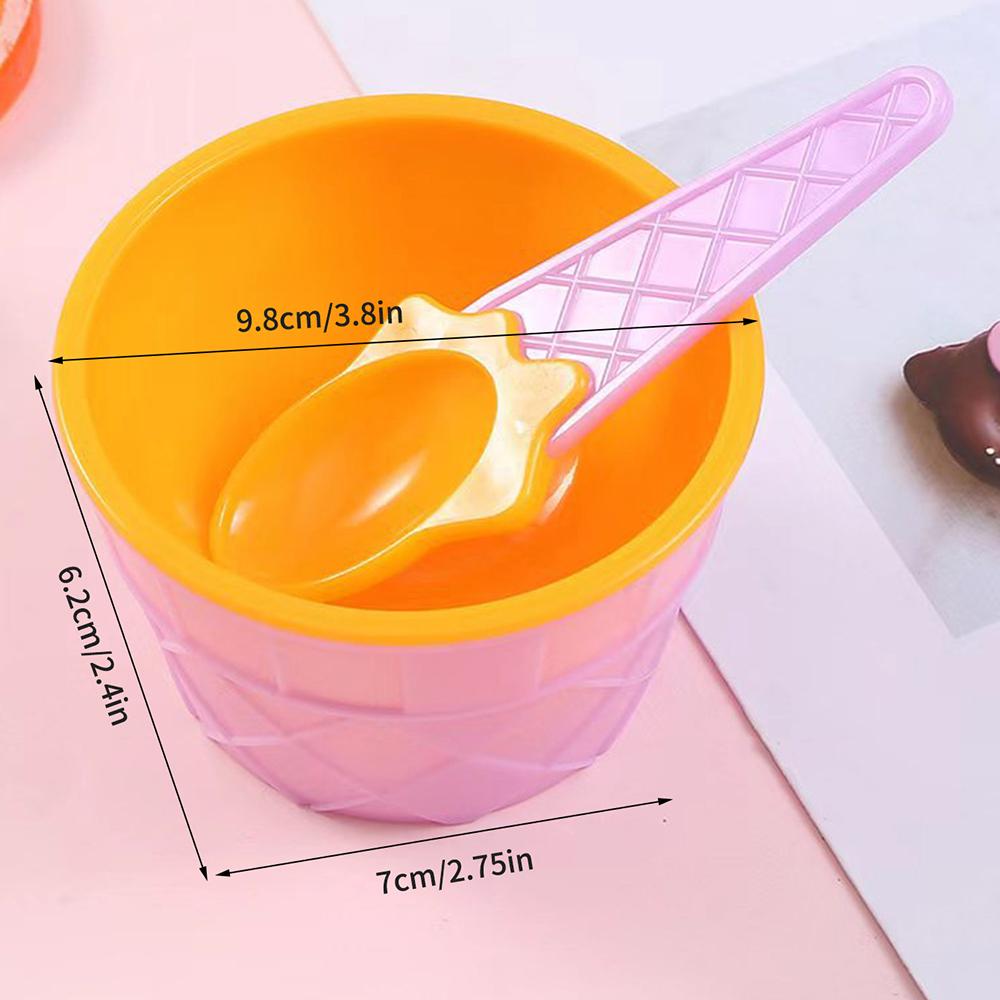 Cartoon Double Ice Cream Scoop Bowl Set, Perfect For Desserts Kids Ice Cream Cup Summer Holiday Party Home Kitchen