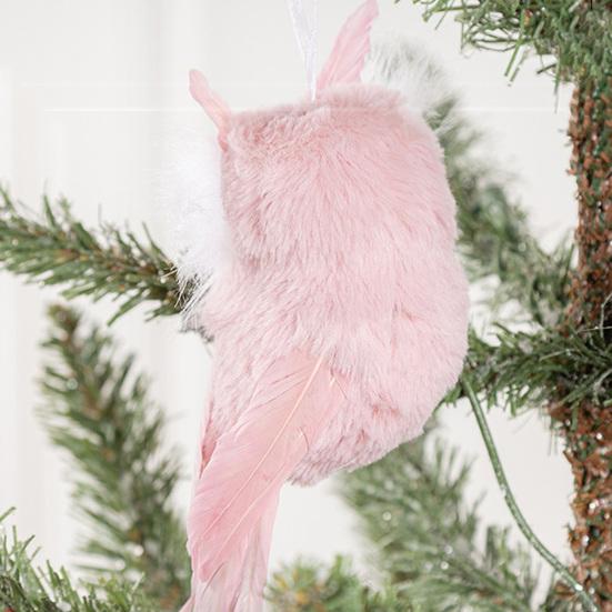 2 Stück Weihnachten rosa Eule Dekoration Fuzzy wiederverwendbare Urlaub Dekor Weihnachtsbaum hängen 3D Plüsch Tier Ornament Anhänger Party Supplies Geschenk