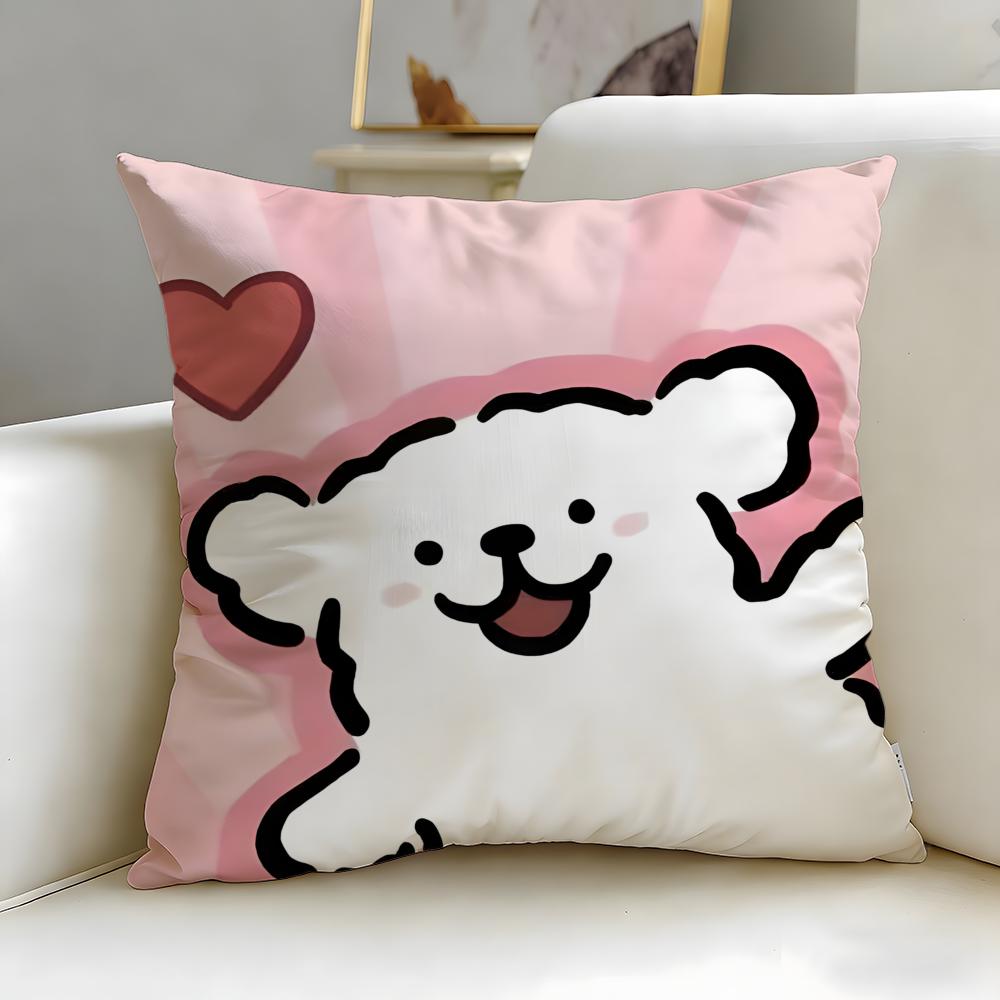 classic cartoon Line Puppy Cushion Cover Soft  EasyWash Pillow Case  Versatile for Couch Bed Travel and Office
