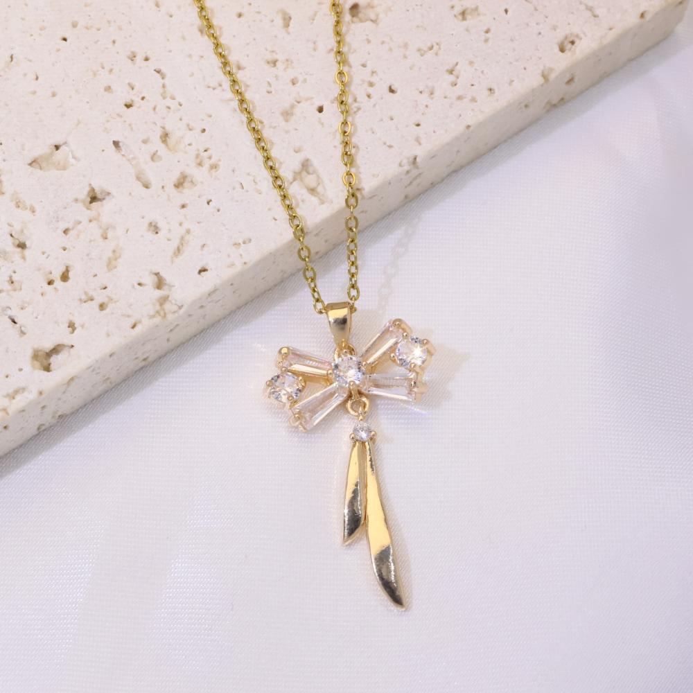 

Fashion Bow Tie Pendant Necklaces for Women Zirconia Necklace Wedding Party Jewelry Accessories золотой