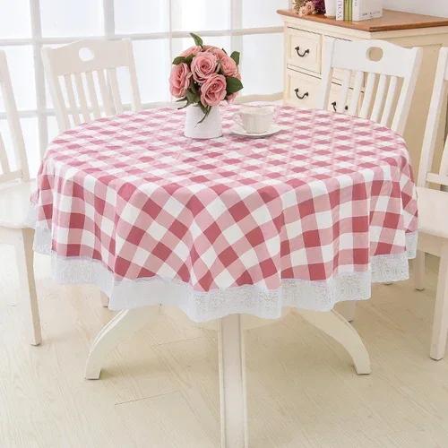 2 Meter Lace Edge Circular Coffee Table Mat PVC Circular Tablecloth Waterproof Anti Scald Anti Oil Wash Free Cloth