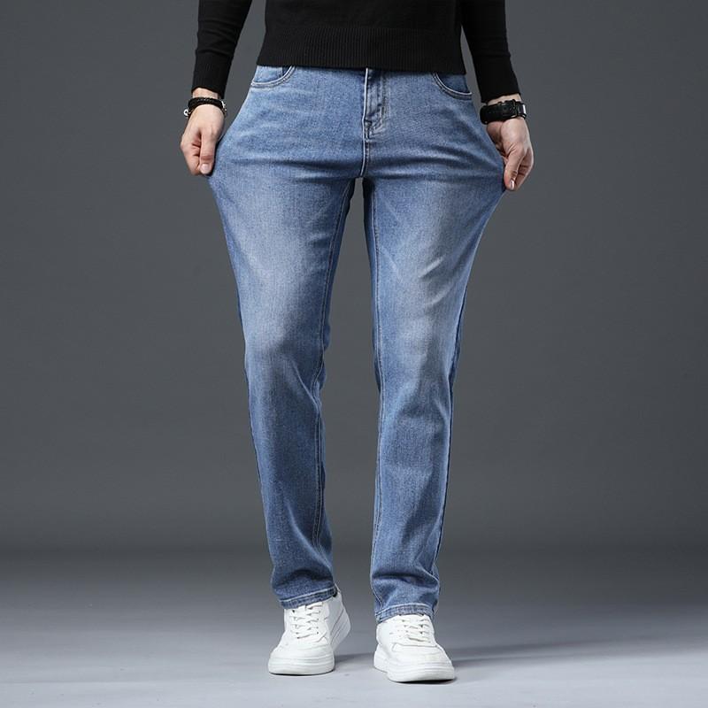 Spring and Autumn Fashion Trend Solid Color Stretch Jeans Men's Business Casual Slim Comfortable Pants