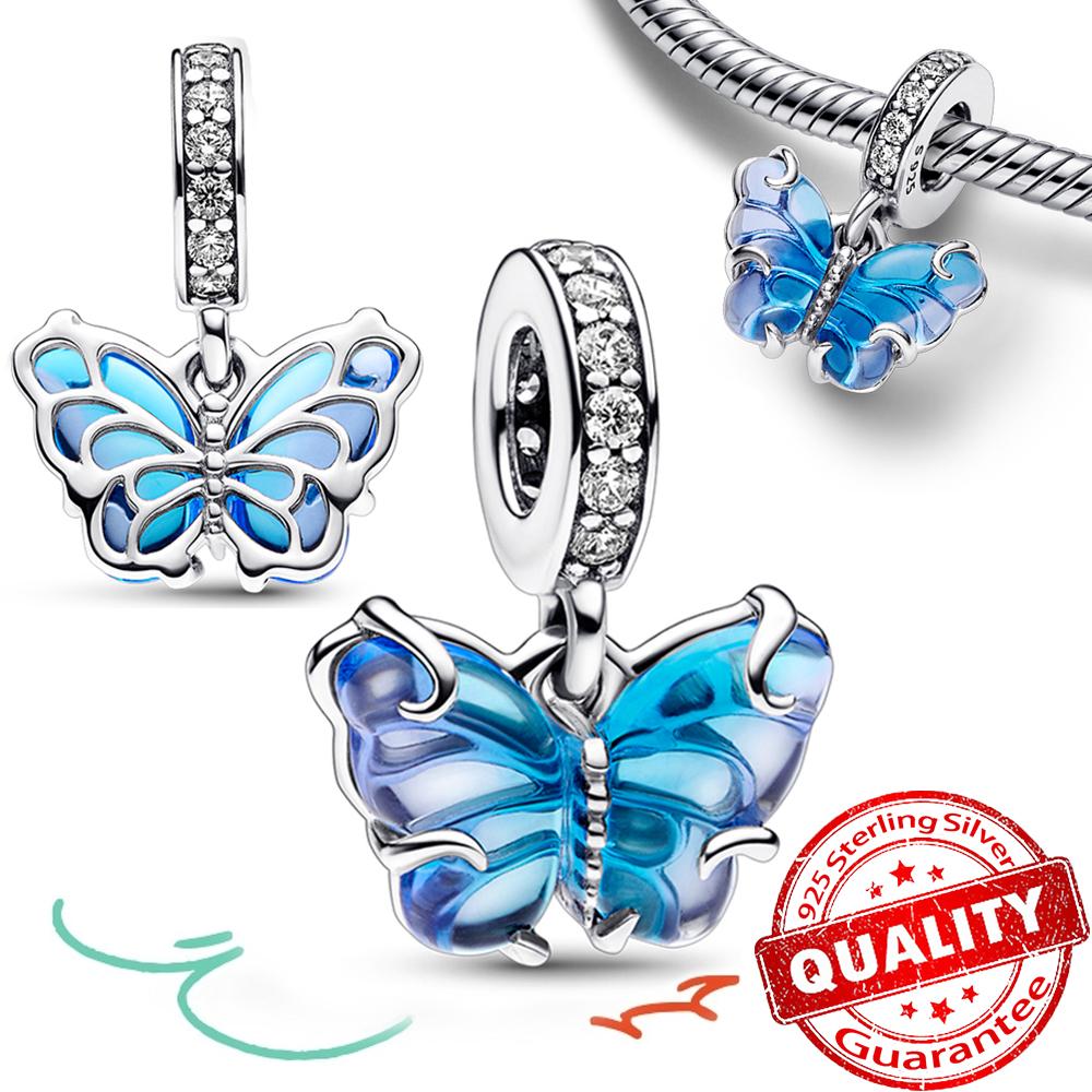 Copper Starfish Beads & Butterfly & Dragonfly Dangle Charm Fit Snake Bracelet Boutique Necklace Blue Pendant Gift