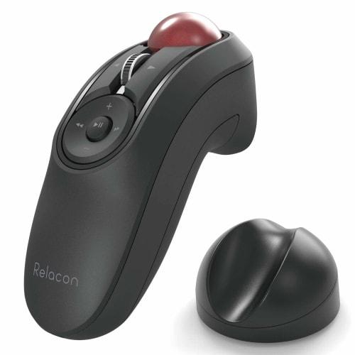 ELECOM Trackball Mouse Handy Type Relacon Media Control Button with Stand Quiet Bluetooth Black M-RT1BRXBK