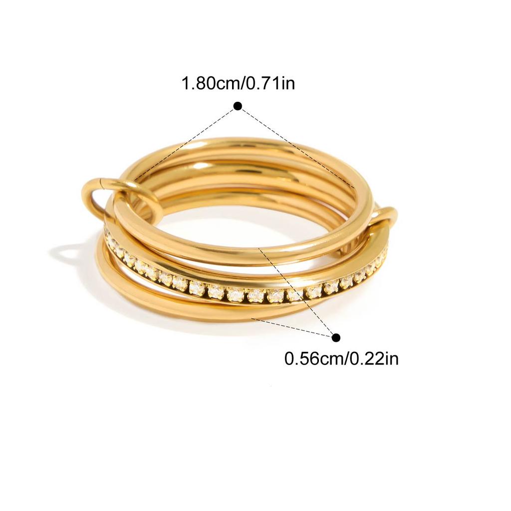 Yori Stainless Steel Links Stacked Rings Waterproof 2025 PVD Real Gold Plated Jewelry Bijoux Gift Wholesale