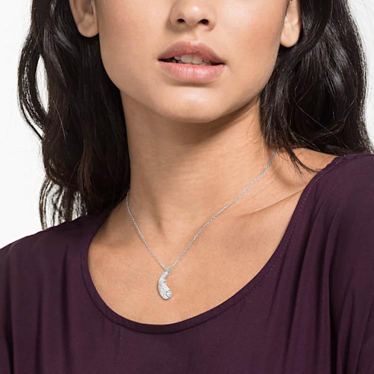 Swarovski Idyllia Nice Series Silver Large Feather Rhodium Plated Necklace Women necklace White 5482914
