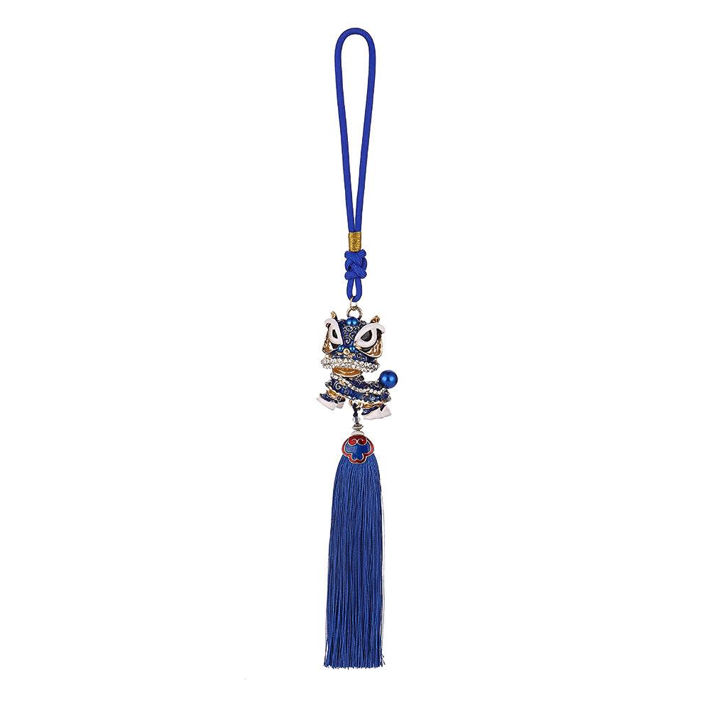 Chinese Knot Lion Dance Car Pendant - Interior Ornament & Safety Charm with Tassel