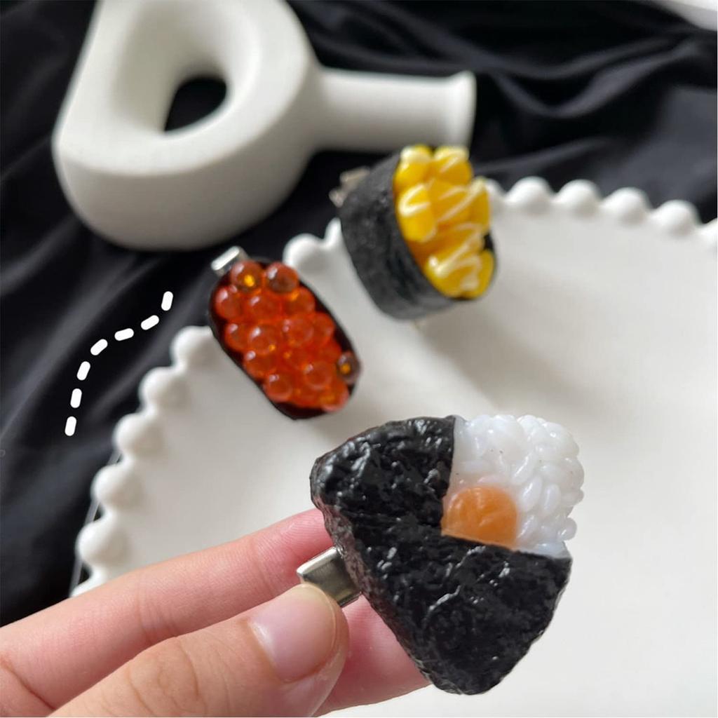 Food Sample Simulation Sushi Hair Fun Hair Accessories for Cute Hair Clips for Salmon and Onigiri Hairpins 6-Piece Clips, Adults, Bangs,