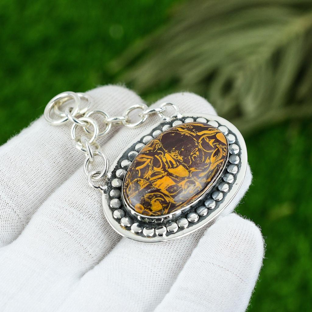 Natural Mariam Jasper Gemstone Jewelry 925 Sterling Silver Pendant For Women