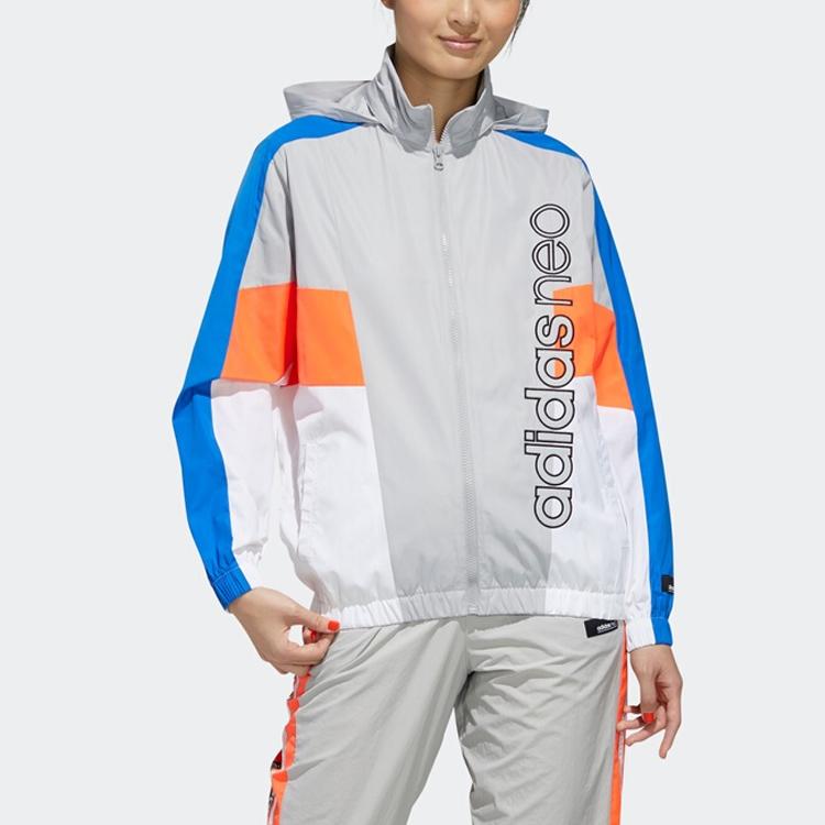 adidas Neo Letter Logo Printed Long Sleeve Hooded Jacket Women Jackets Multicolor FN6554