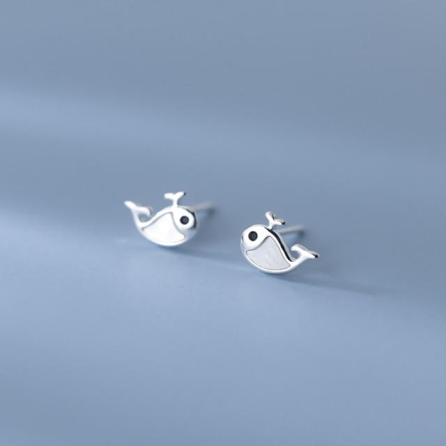 

Милые серьги-гвоздики из стерлингового серебра 925 пробы в виде кита из океана для женщин, модные украшения для рождественской вечеринки в виде ракушки серебряный