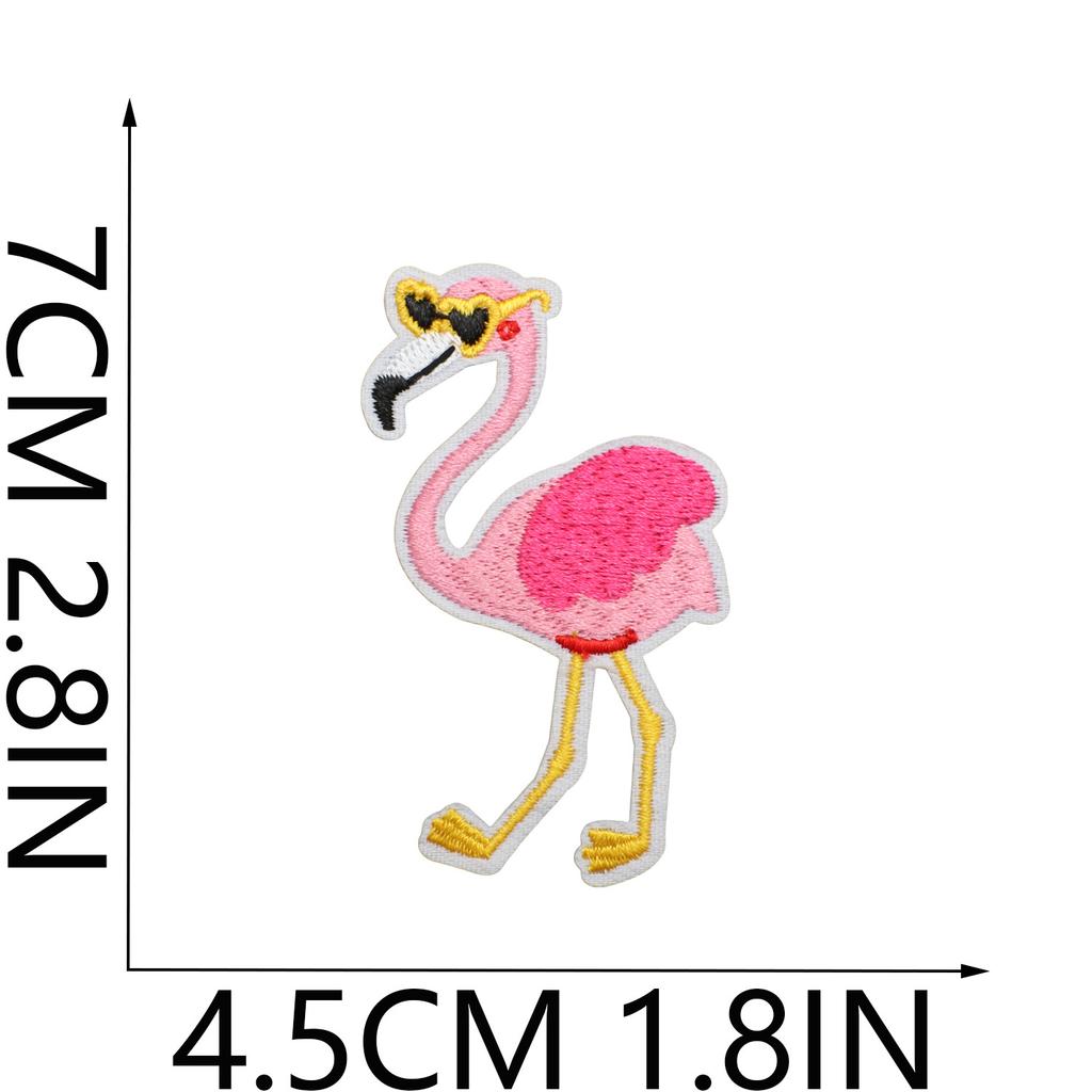 Flamingo Big Bird Embroidery Cloth Sticker Bag Decoration Cartoon Flamingo Patch Sticker Computer Embroidery Label Pink Love Bird