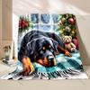 Rottweiler Christmas Gifts Print Blanket Warm Soft Luxury Gifts for Children Adults Suitable for Home Bed Sofa Travel Camping RV