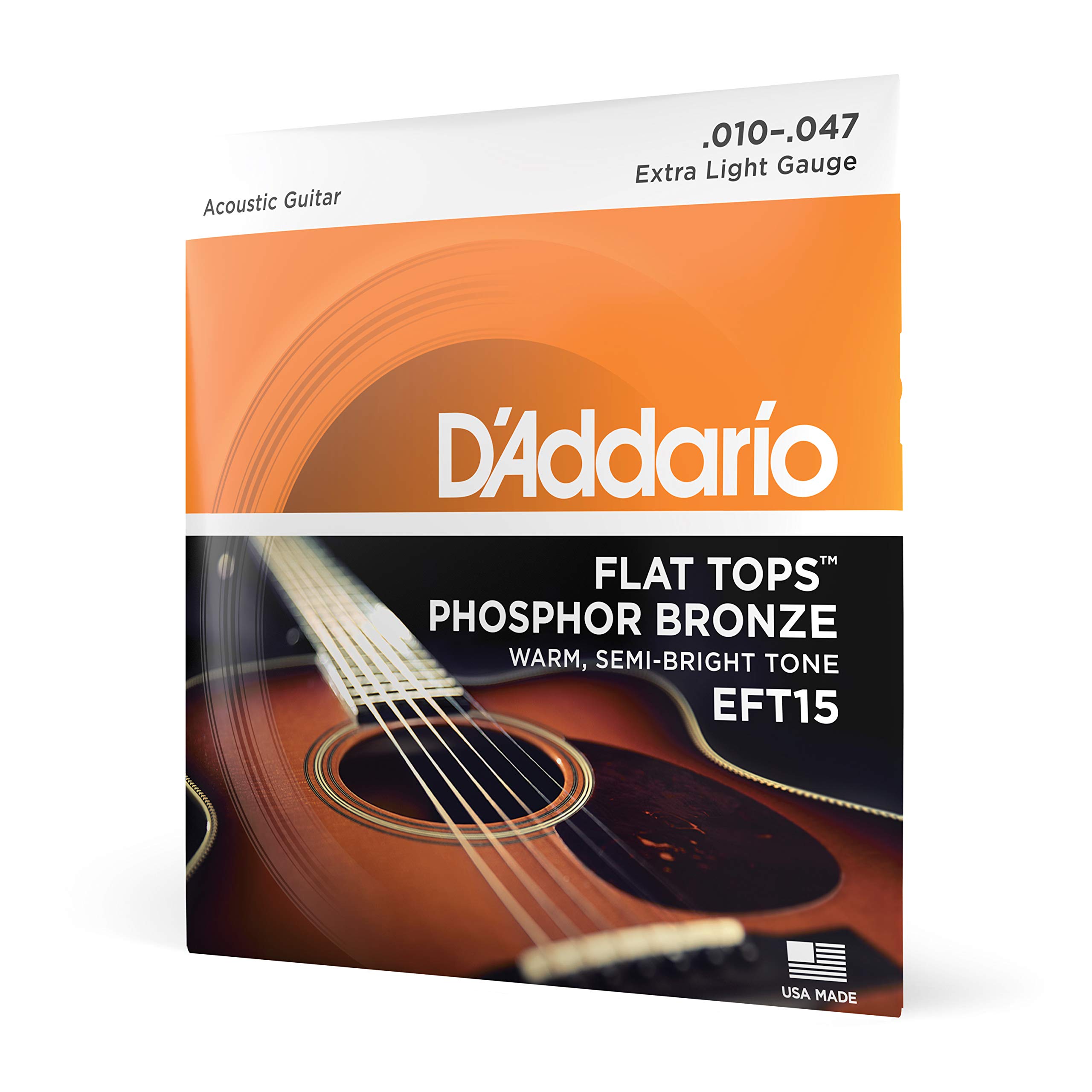

Акустическая гитара Плоские Фосфорные Экстра Струны EFT15 D Addario, Верхние, Бронзовые, Легкие, .010-.047,