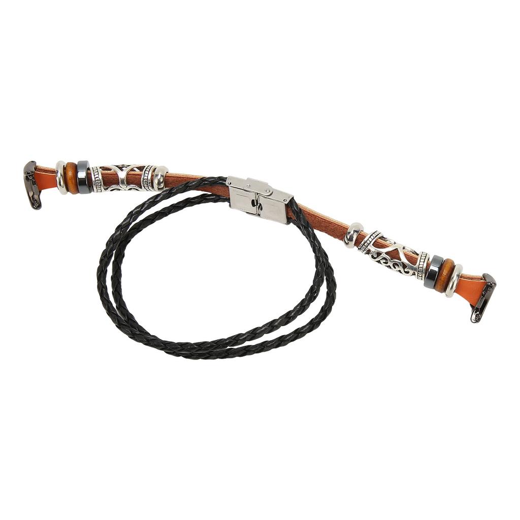 Vintage korálkový náramek na hodinky Slitina PU kůže Náhradní   Korálkový řemínek na hodinky pro   Band 8