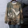 Women's Floral Print Round Neck Long Sleeved T-shirt Sweatshirt Top