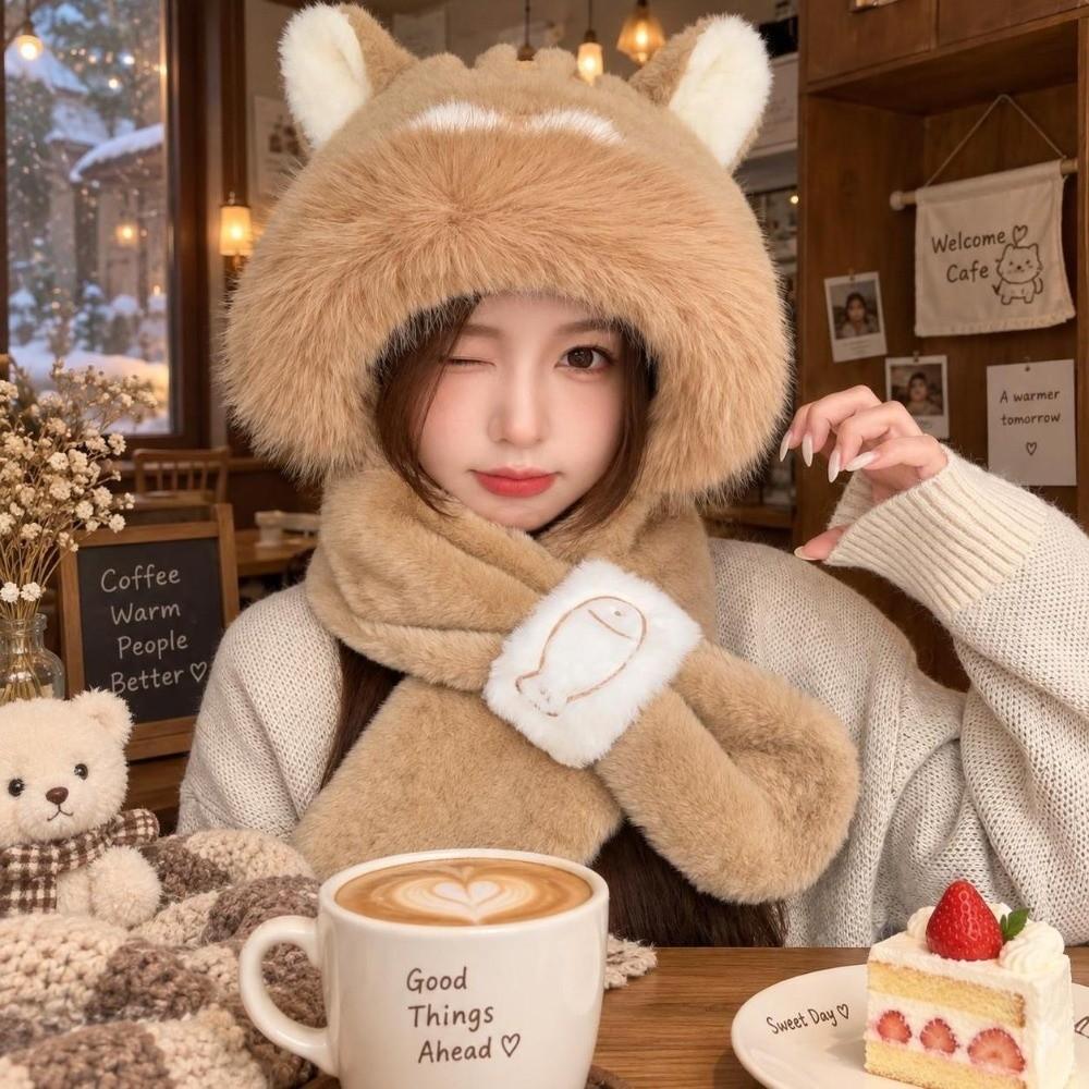54cm-59cm Head Circumference Winter Ear Protection Hat Hat With Scarf Set Snow Activities