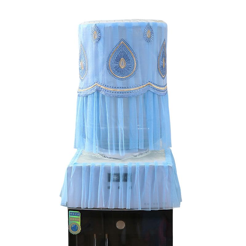 

2 шт./набор Пылезащитный чехол для бочки Пылезащитный Кружевной Вышитый Универсальный Рукав для ведра Верхний Многоразовый Чехол для диспенсера воды С принтом A синий