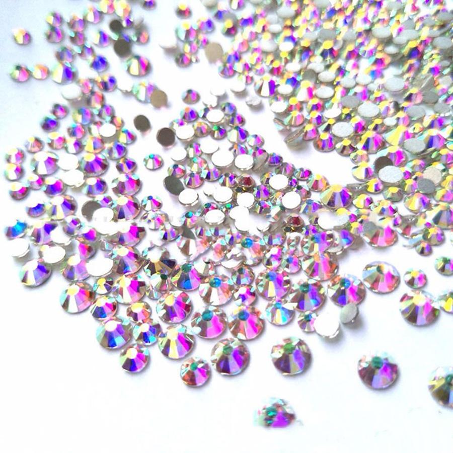 

1440Pcs Crystal Nail Art Rhinestones FlatBack Glitter Diamond 3D Nail Tips Decor