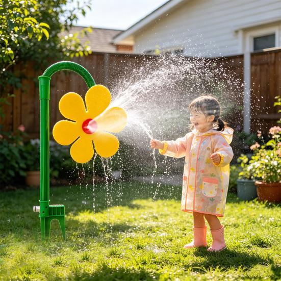 Irrigatore da prato a forma di fiore Crazy Daisy, rotante a 360 gradi, girasole, per irrigazione di giardini, cortili, cani, bambini, esterni