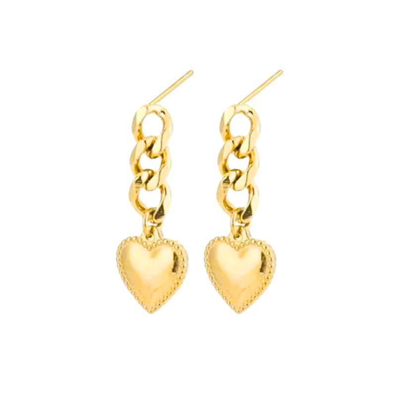 925 Silver Ear Needle Exquisite Heart Pendant Hoop Earrings Fashion Geometric Zircon Stud Earrings Women's Fine Jewelry