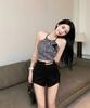 Spicy Girl High-Waist Lace-Up Black Shorts - Women's Summer Casual Slim Straight-Leg Hot Pants