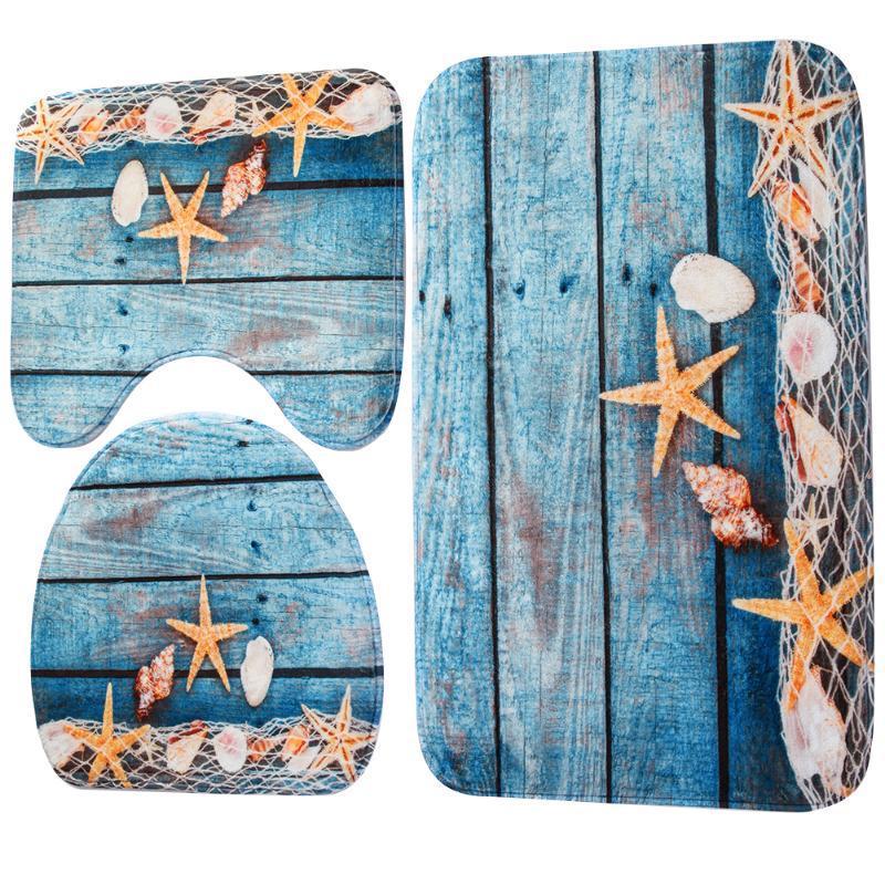 Tapete quadrado 3 peças oceano subaquático mundo antiderrapante conjunto de tapete de banheiro