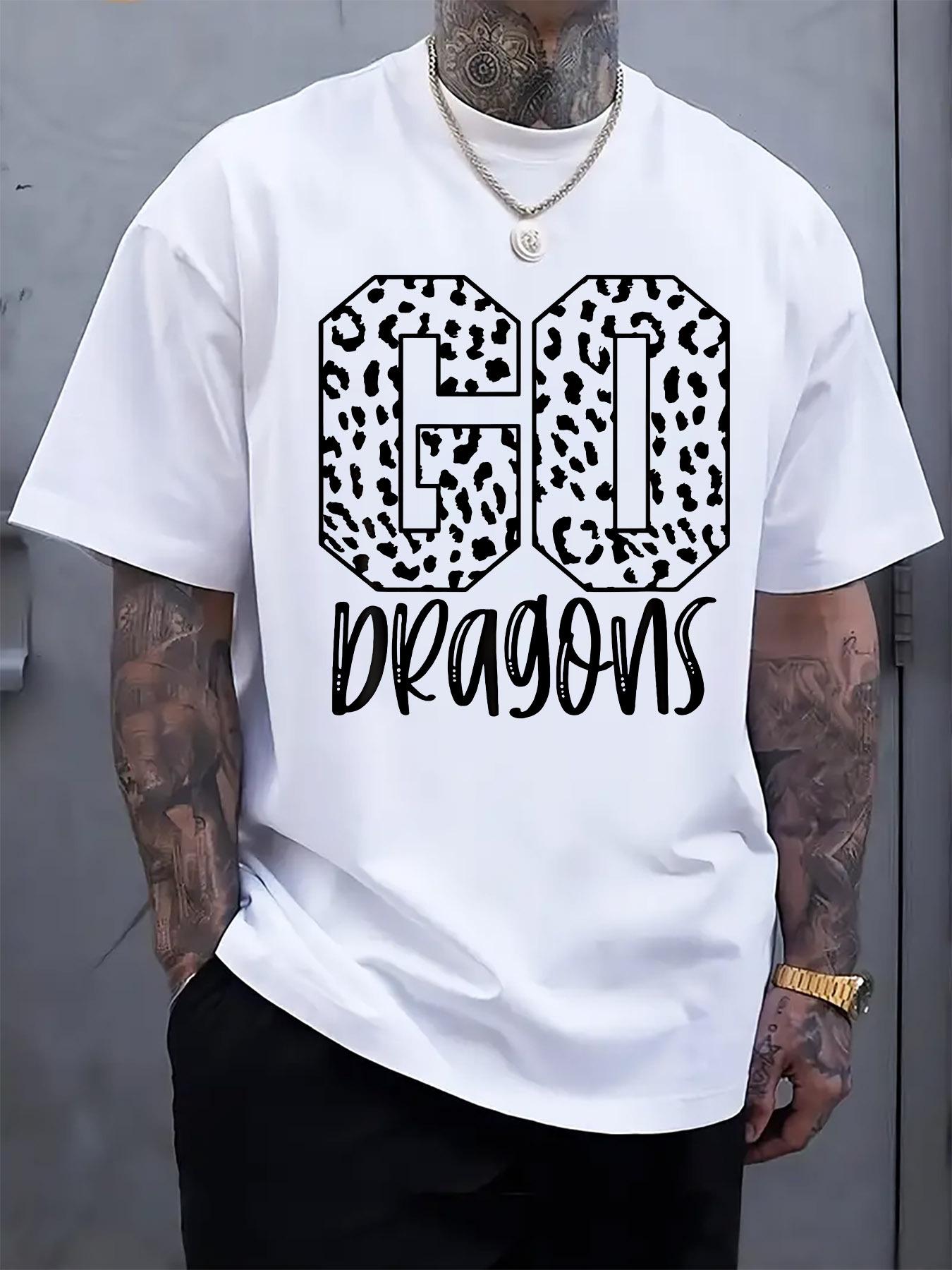 Leopard Print Dragon Squad Graphic Tshirt - Casual Crew N... M