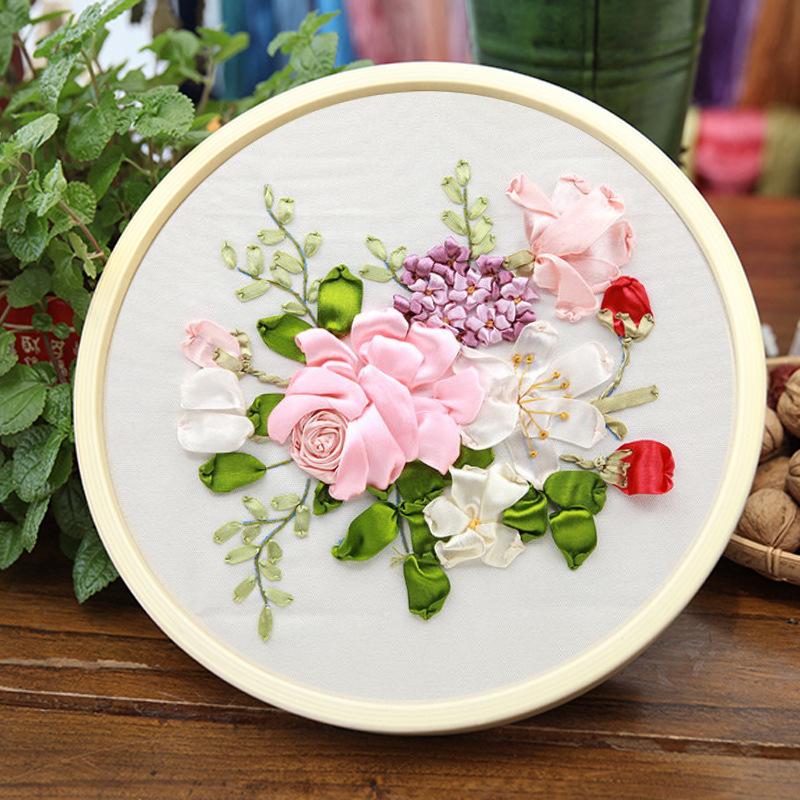 Ribbon Embroidery Hanging Picture Material Bag Small Fresh Three-dimensional Embroidery Manual Diy Beginner Material Bag