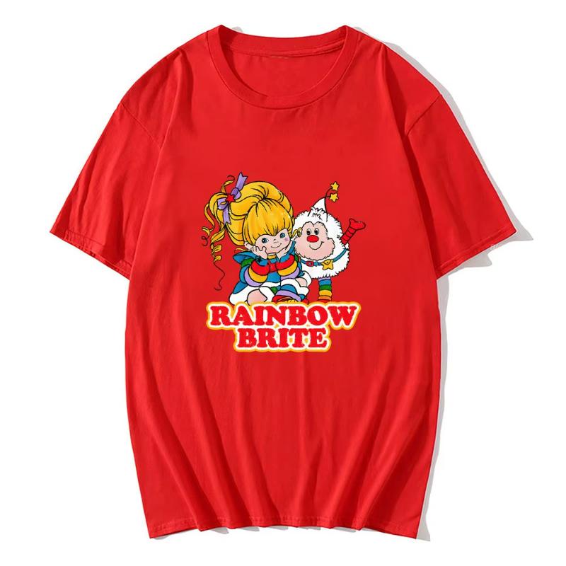 

Rainbow Brite T-shirts Cartoon Print Cute Vintage Tee-shirt For Spring/Summer Pure Cotton Round Neck Women Tshirt Camisetas Tops 4XL
