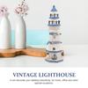 Wood Lighthouse Vintage Mediterranean Style Size 23 Home Office Decoration Sturdy Handcrafted Tabletop Ornament Lighthouse