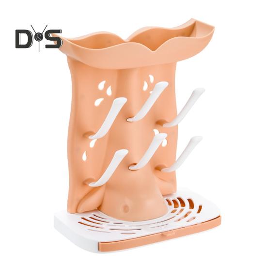 

Сушилка для детских бутылочек на 6 бутылочек, вертикальная стойка для экономии места, съемная полка для бутылочек, аксессуары для младенцев, детали для насоса оранжевый