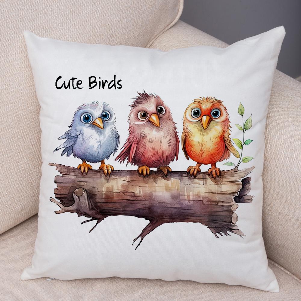 Double Print Cute Cartoon Funny Parrot Pillow Case Decor Animal Pillowcase Soft Short Plush Cushion Cover for Home Sofa Car