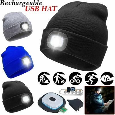 Pletená čepice s LED světlem Teplá Elastická Čepice Podzim Zima Outdoorové Sporty Noční Turistika Rybaření Kempování Svítící Čepice Unisex Světlomet