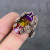 Bi-Color Tourmaline Handmade Copper Wire Wrap Jewelry Ring Size 9 L8m14