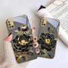 Black Gold Peony Flower For Samsung A 31 32 A33 A34 35 14 A15 13 16 25 26 50 52 53 54 55 56 70 71 72 73 Golden glass phone case