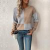 Women's Fashion Casual Spring Autumn Colour Block Print Long Sleeve O-Neck Blouses  Shirts