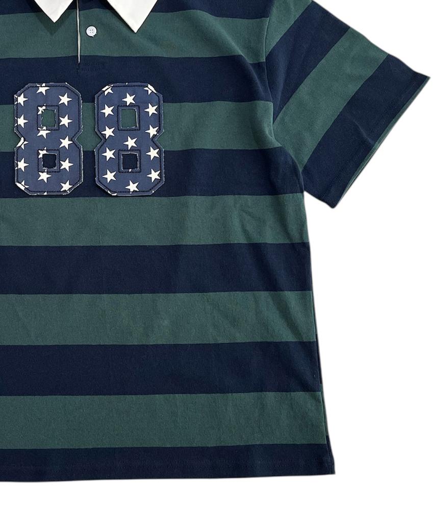 SK8ER ROCK 88 Stripe Rugby Shirt ((D/Green*Navy))